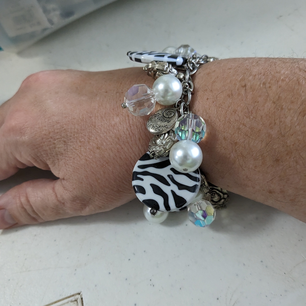 Zebra Charm Bracelet with Silver Accents
